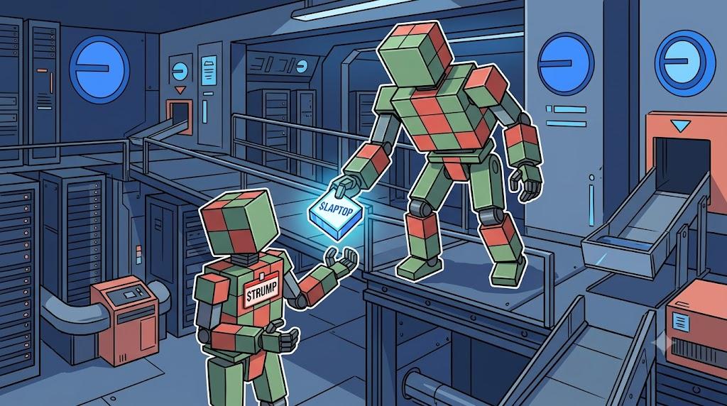 Robot distributes $LAPTOP tokens to eligible traders on Base