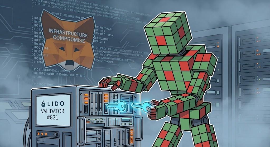 A robot detaching validator keys after a compromise in Ethereum infrastructure