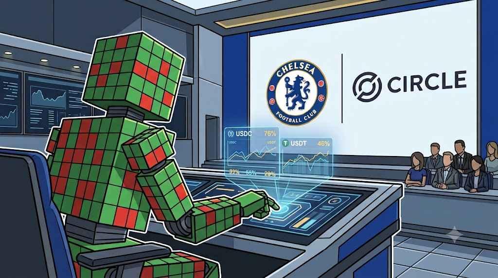Chelsea partnership announcement managed by robot with Circle corporate branding