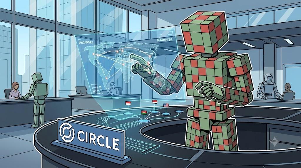 Circle robot manages cross border payments acquisition using USDC infrastructure