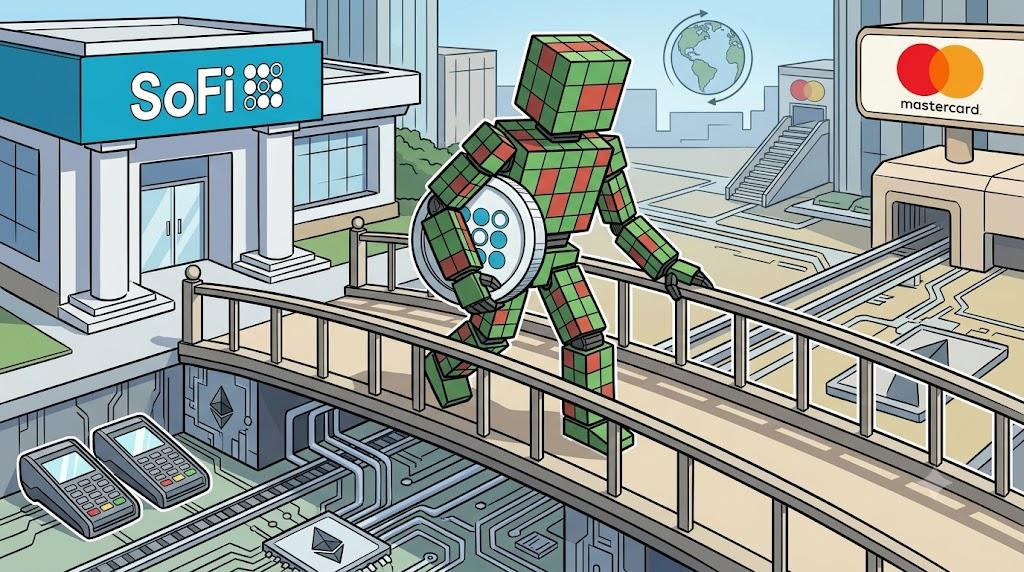 SoFiUSD stablecoin moves Mastercard card settlement onto blockchain banking rails.