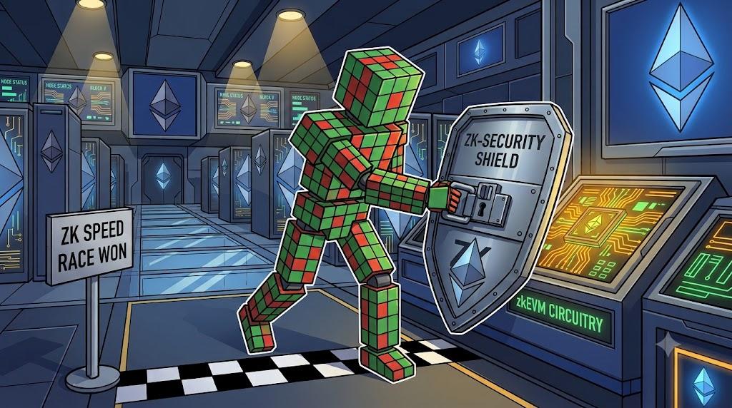 Robot securing zkEVM system following Ethereum ZKspeed race milestone