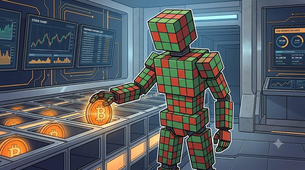 Crypto treasury illustration featuring Bitcoin corporate acquisitions and financial strategies