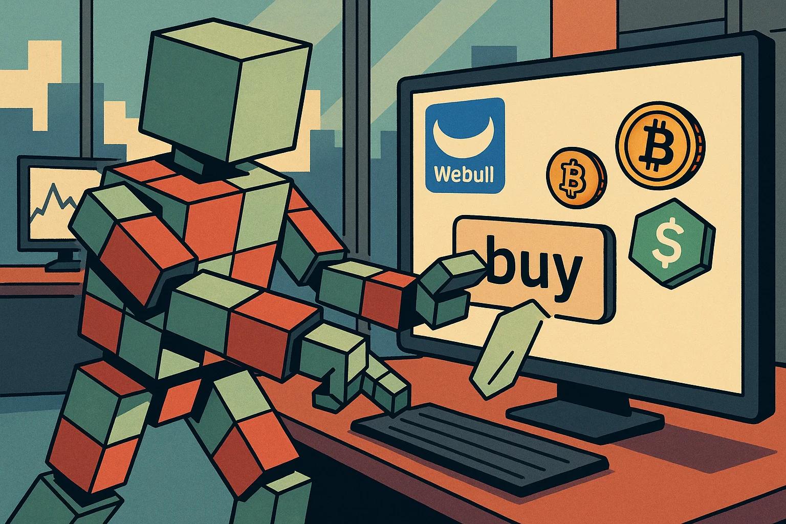 Editorial illustration for: How to Buy Cryptos on Webull: A Practical Step-by-Step Walkthrough