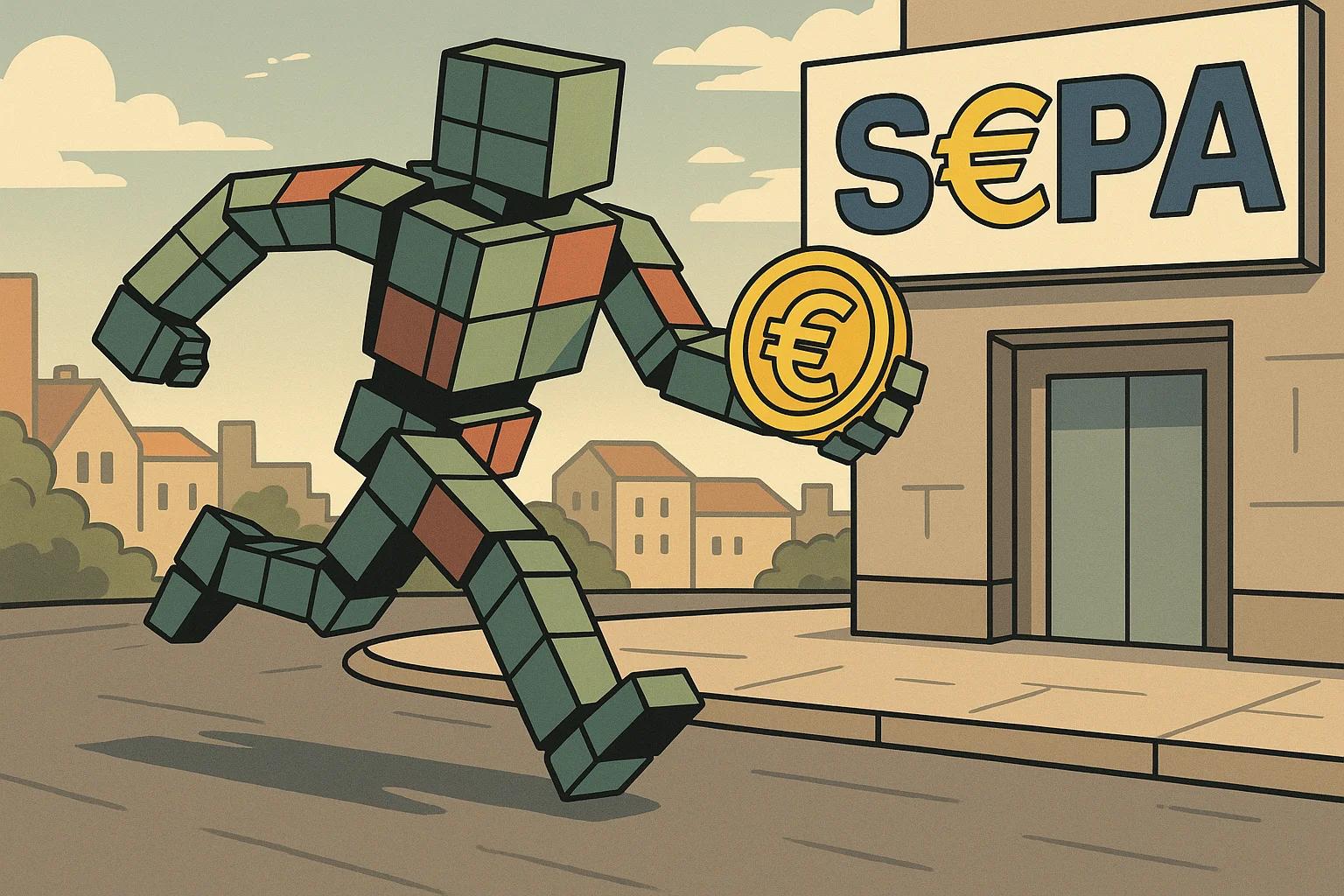Editorial illustration for: How to off-ramp crypto in Europe via SEPA and SEPA Instant (without delays)
