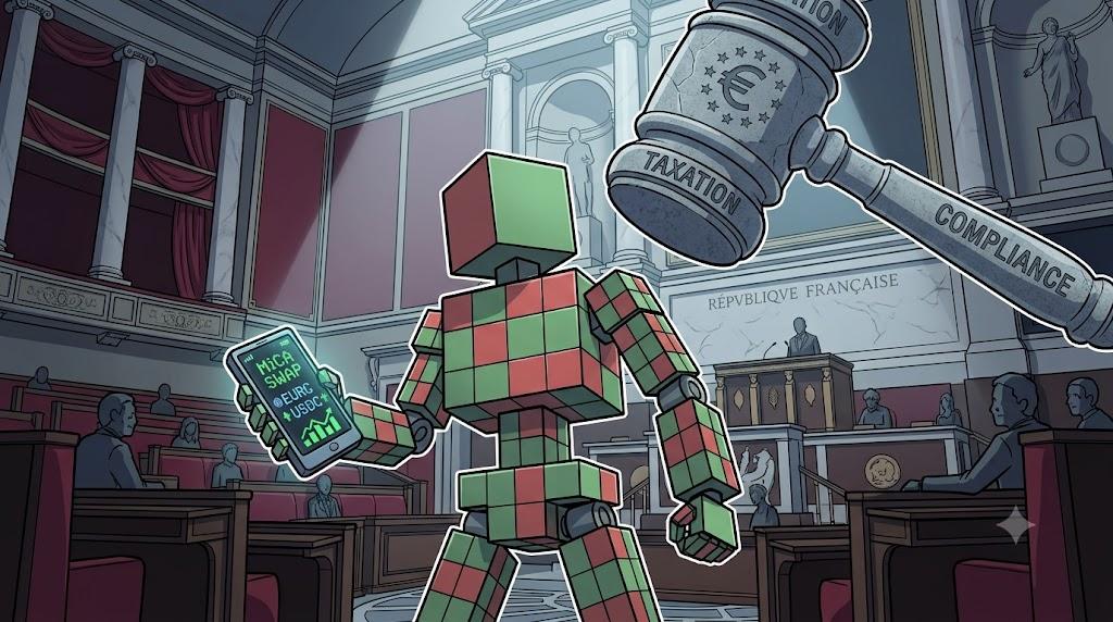 Robot facing regulatory pressure on Chainalysis crypto stablecoin tax proposal