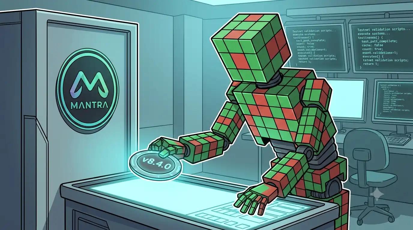 A blocky robot installs patch software on MANTRA infrastructure