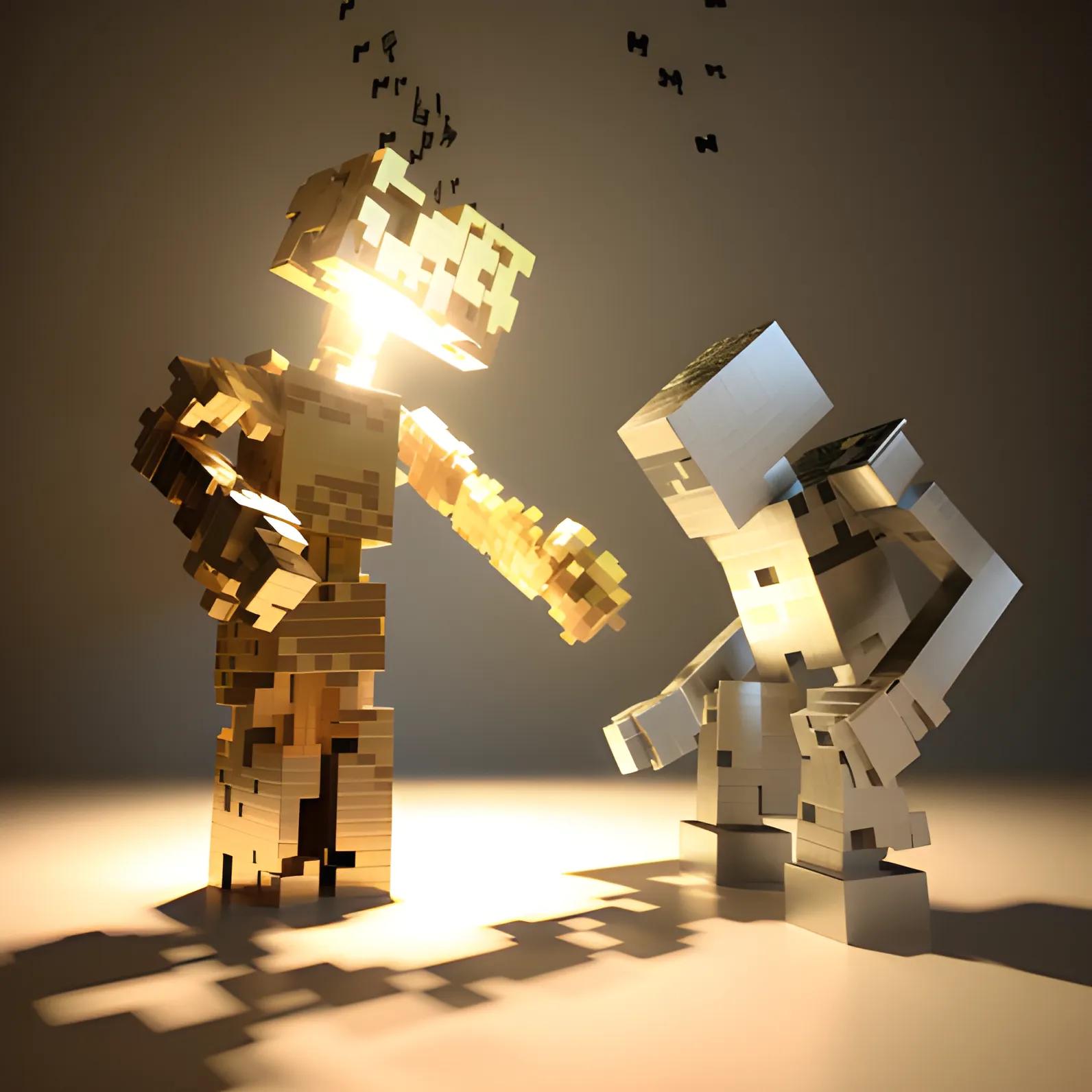 A robot making a micropayment to another robot