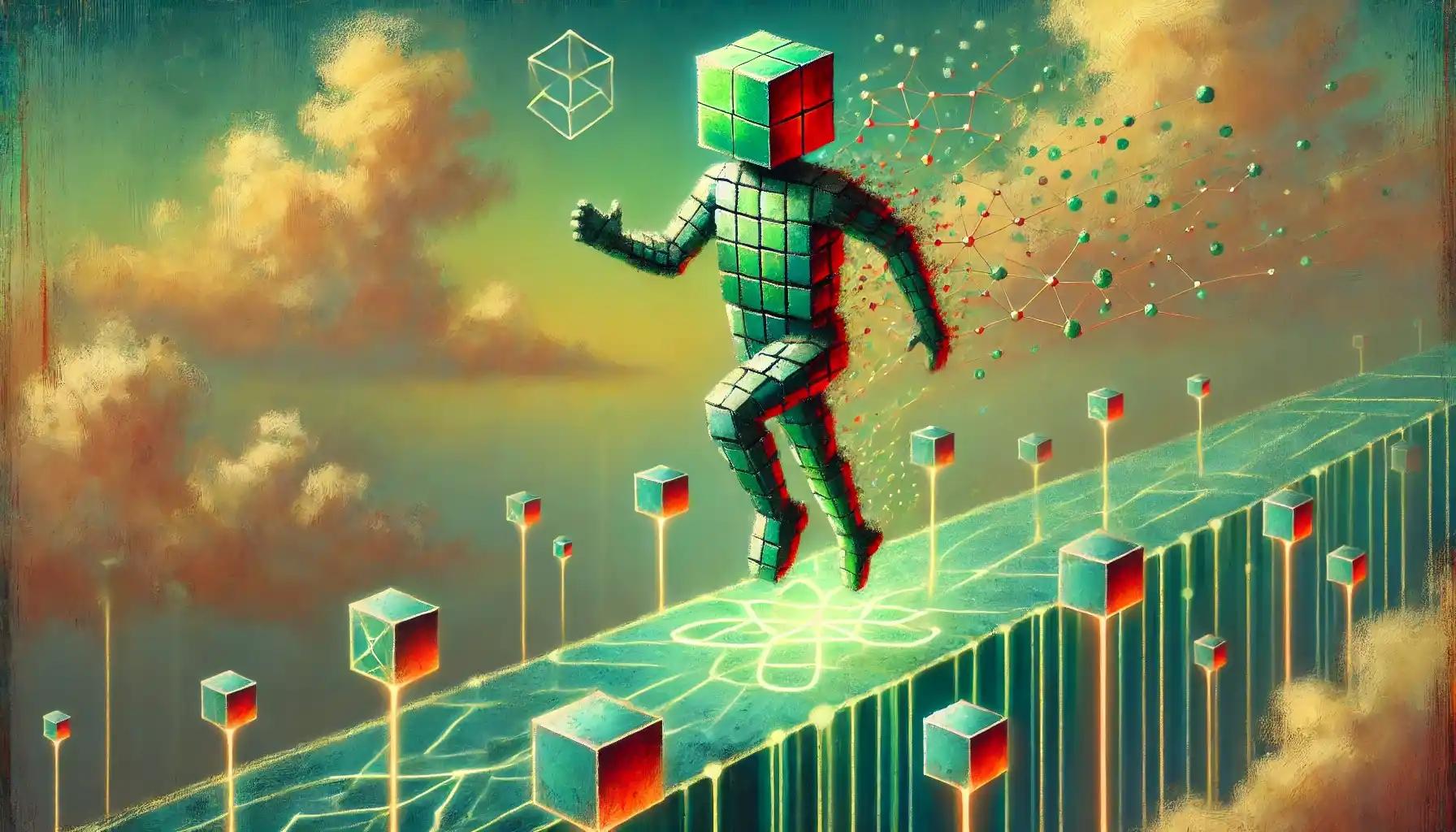 Blockchain pathway compliance upgrade by humanoid robot