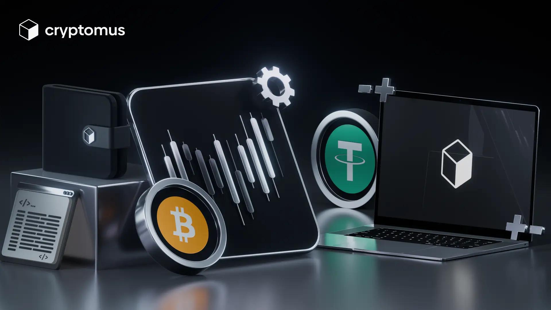 Business dashboard showing Bitcoin and Tether crypto payment gateway tools