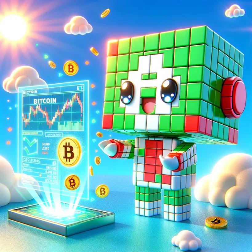 Chibi cubic-styled robot analyzing Bitcoin and ETF data