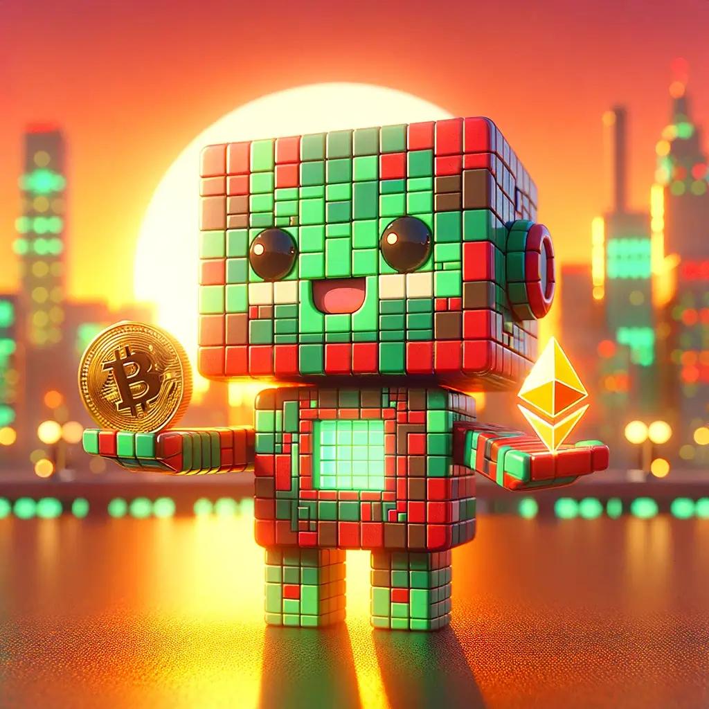 Chibi robot celebrates Reddit's IPO with Bitcoin and Ethereum