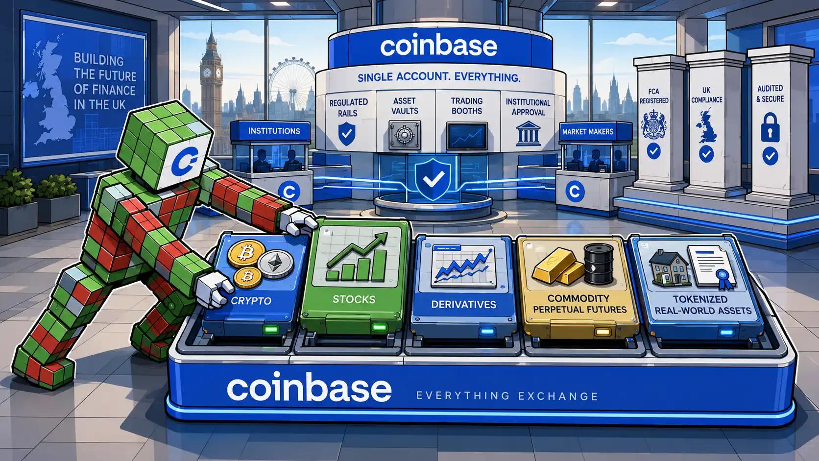 Coinbase financial hub with London view