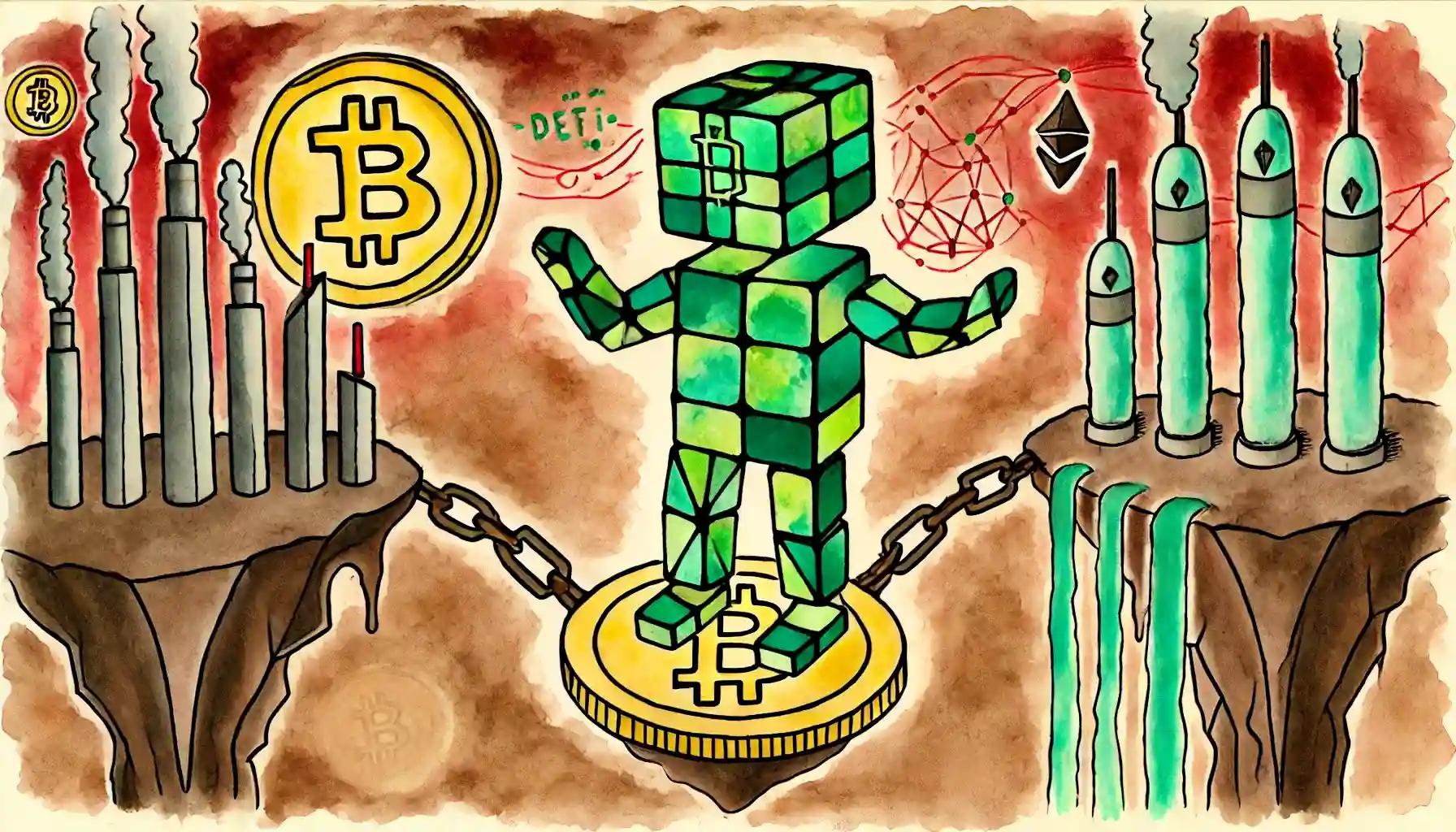 Cubic robot bridges Bitcoin and DeFi worlds on golden coin