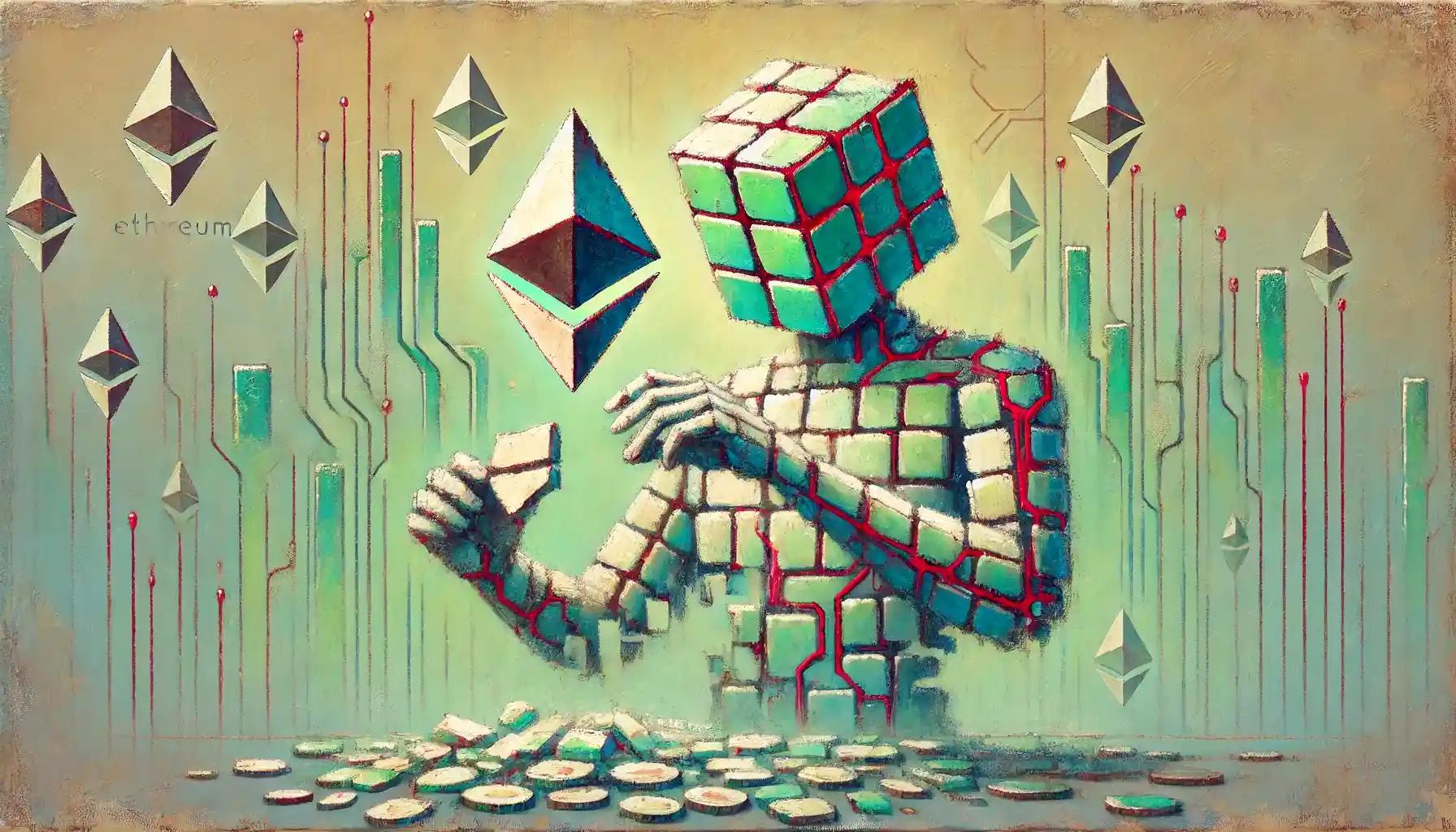 Faceless cubic robot carefully reconstructs Ethereum from shattered pieces