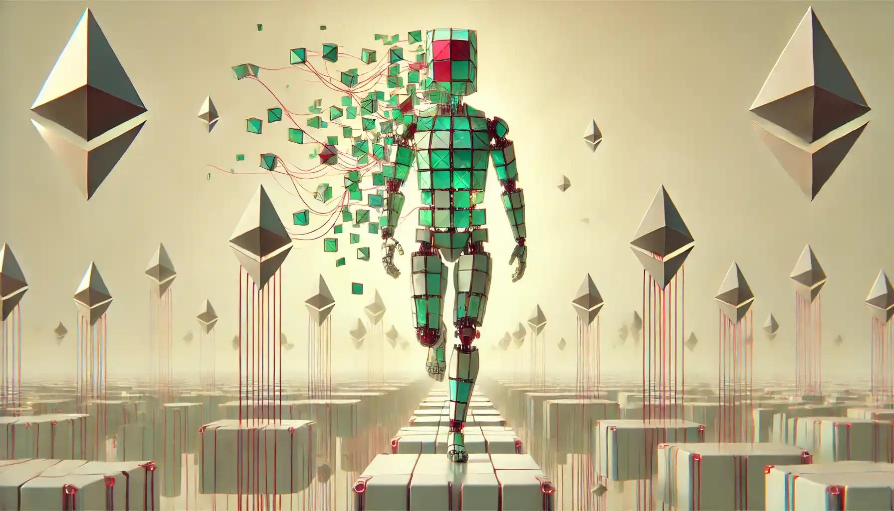 Faceless robot fixing Ethereum circuits on pastel blockchain bridge