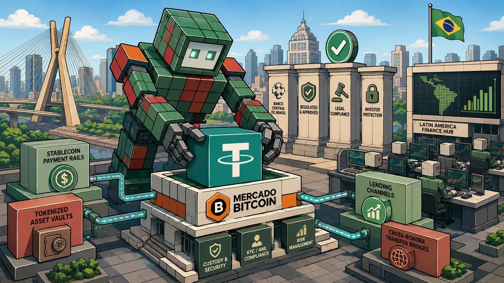 Futuristic blockchain city in construction