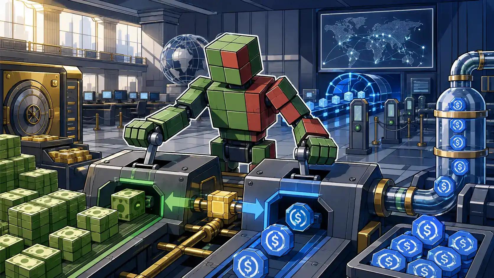 Futuristic crypto finance control room