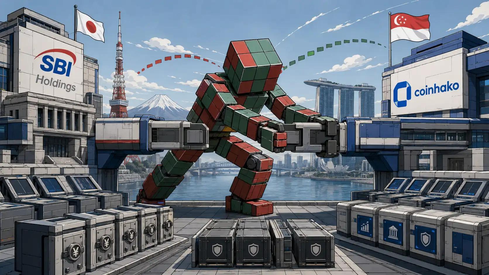 Futuristic financial bridge connection in motion