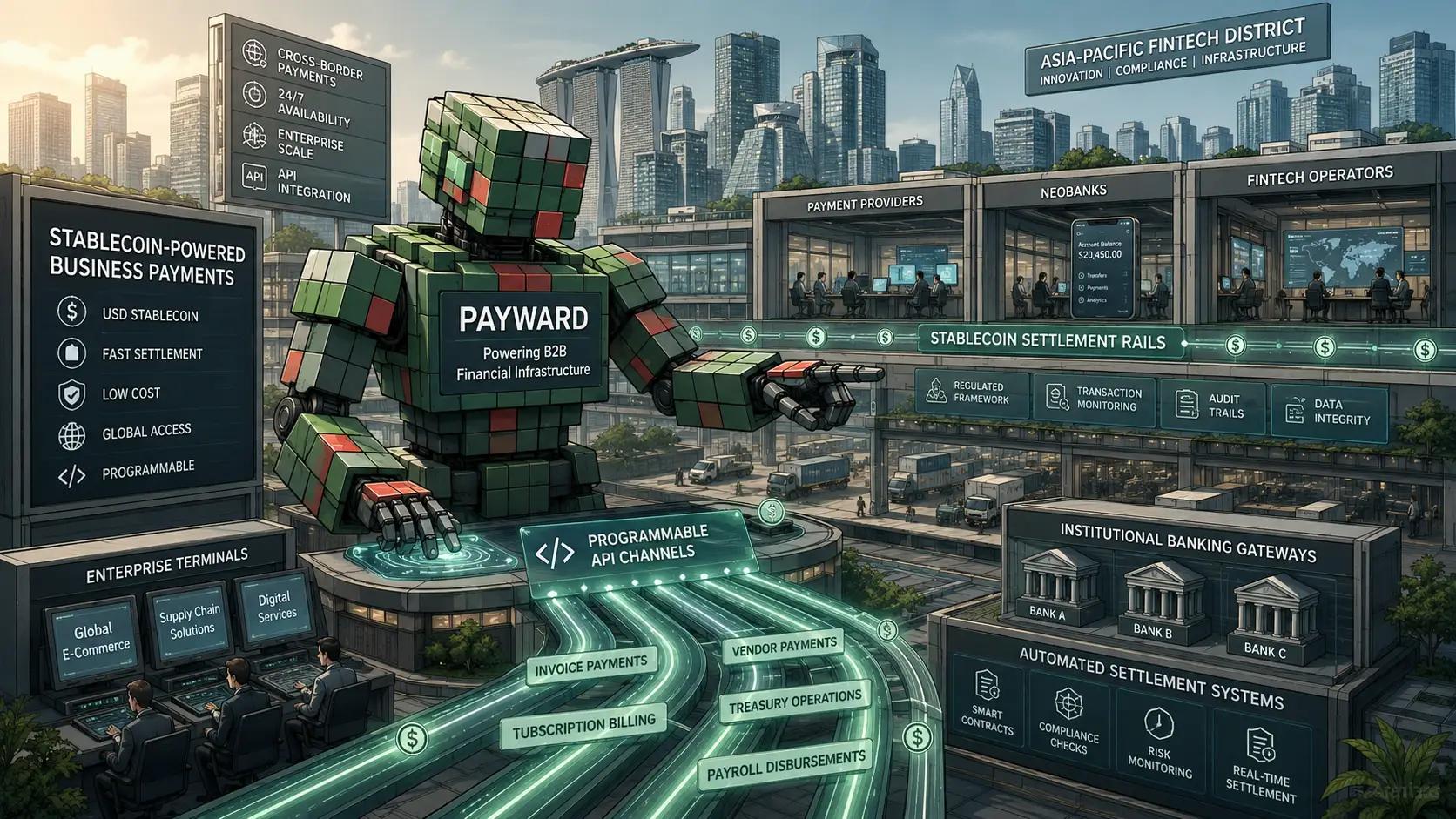 Futuristic fintech infrastructure overview
