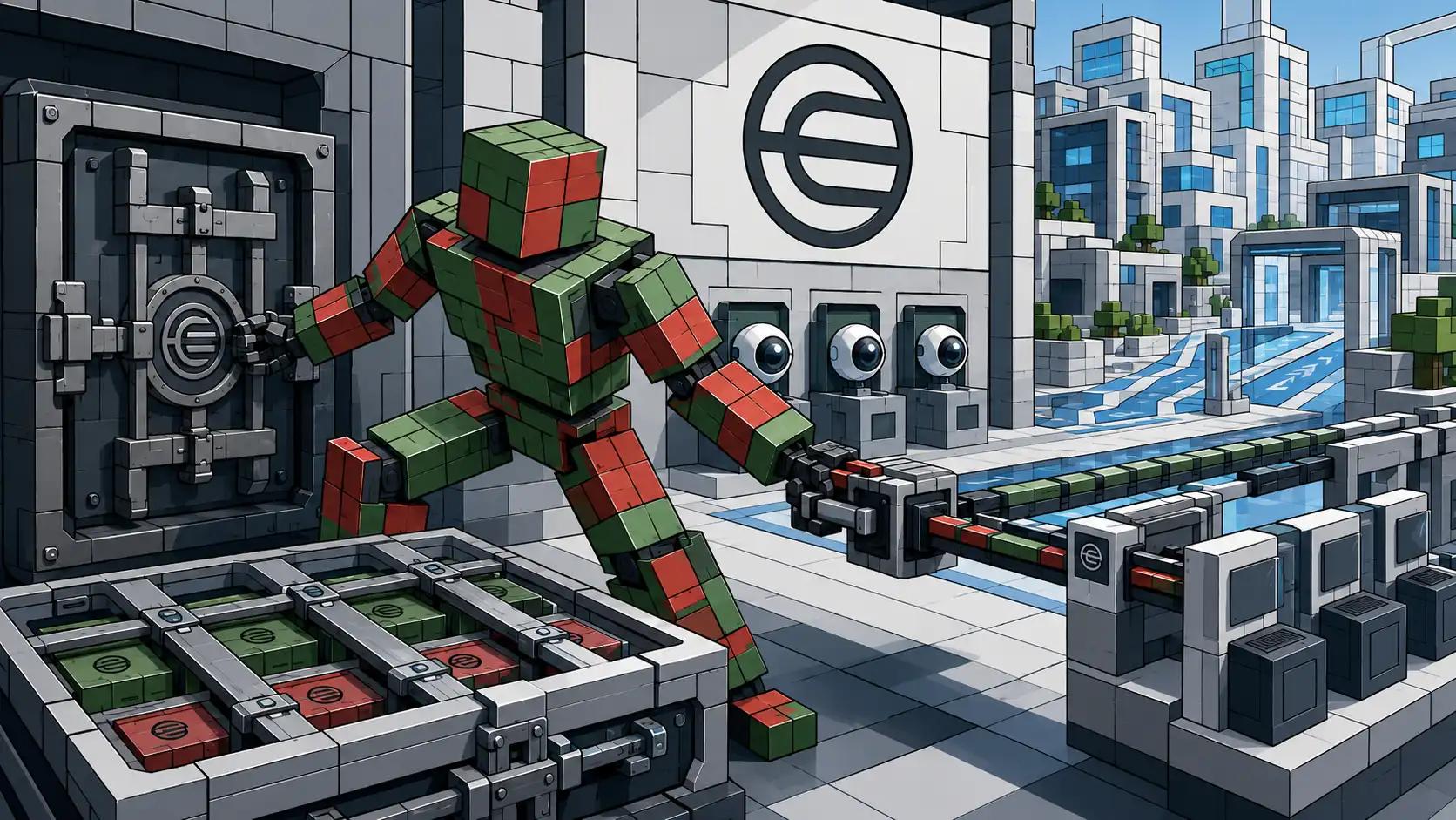 Futuristic industrial robot in action