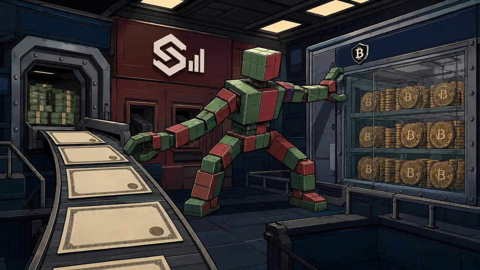 Futuristic vault with robot guardian