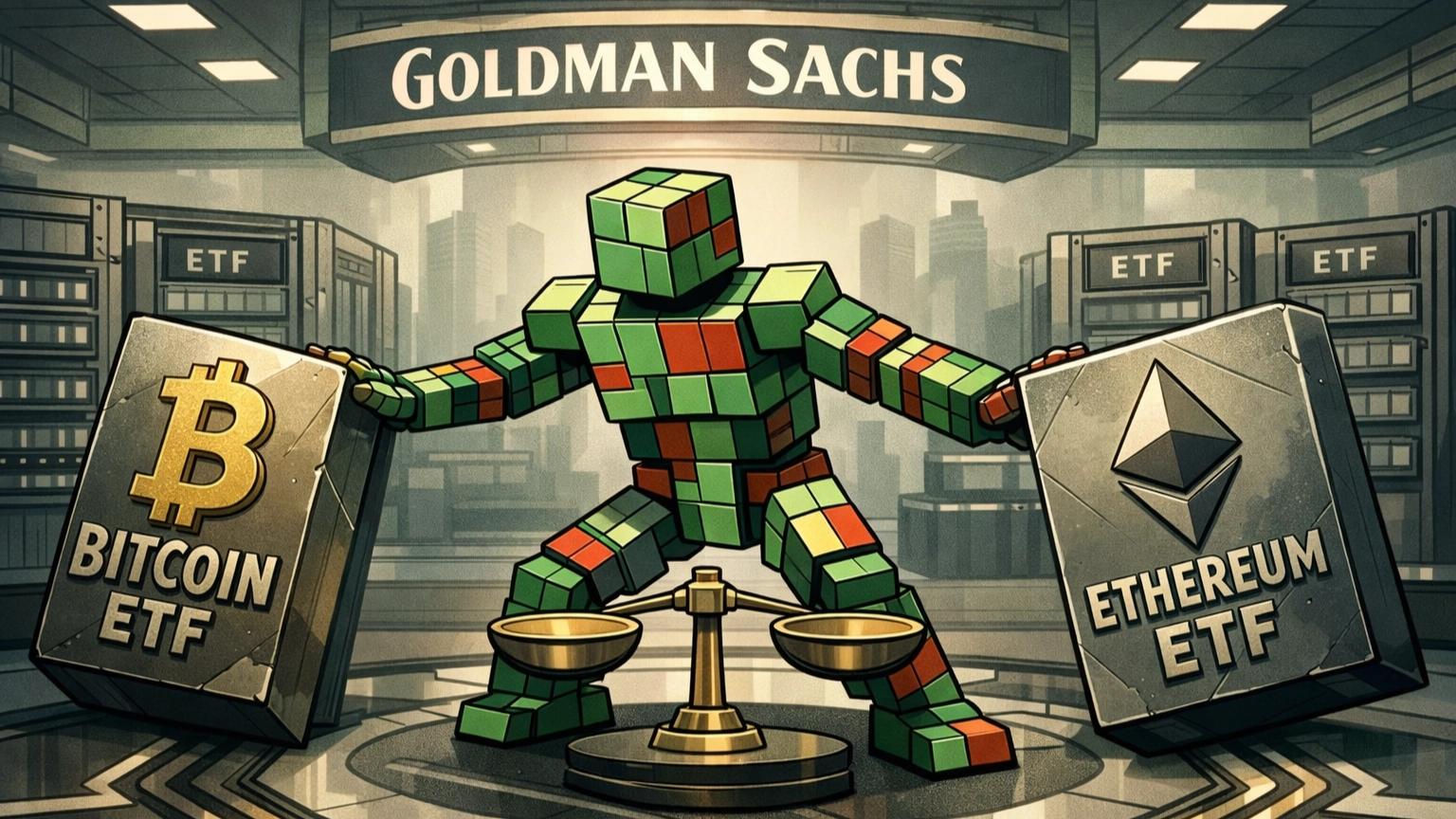 Goldman Sachs robot reallocates Bitcoin ETF exposure amid crypto price index