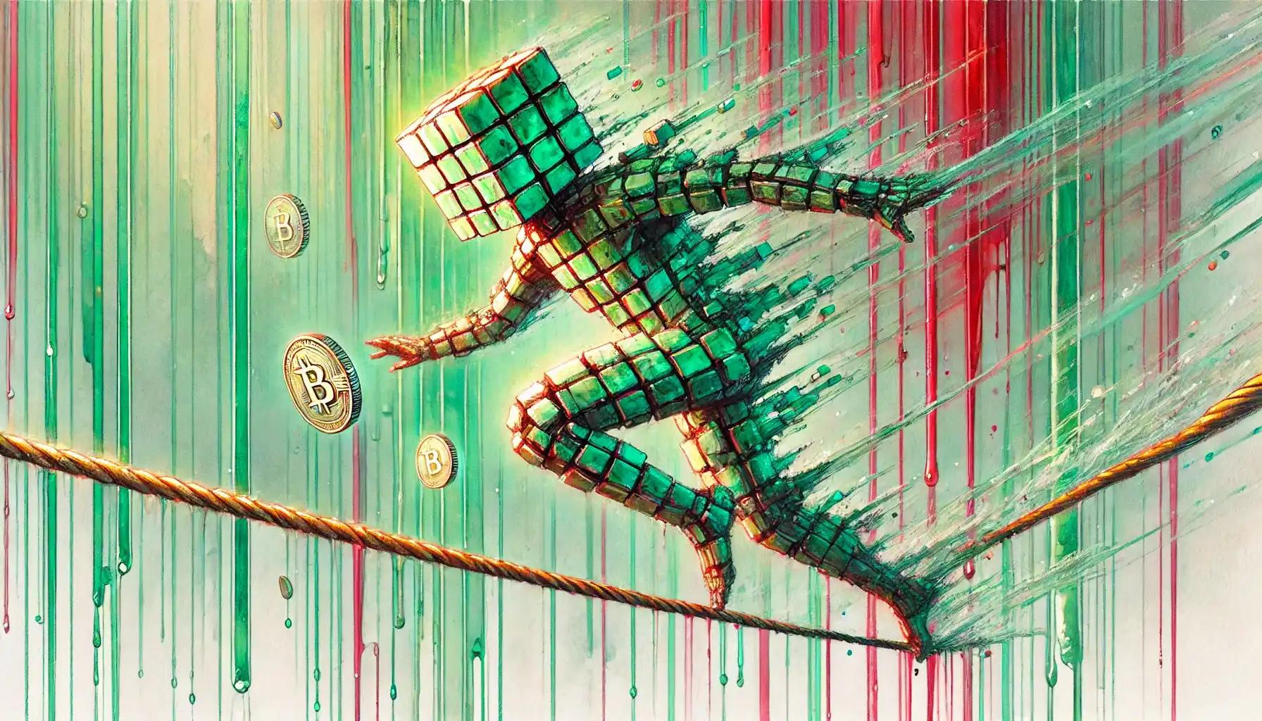 Humanoid robot balances liquidity streams, symbolizing quantitative easing impacts