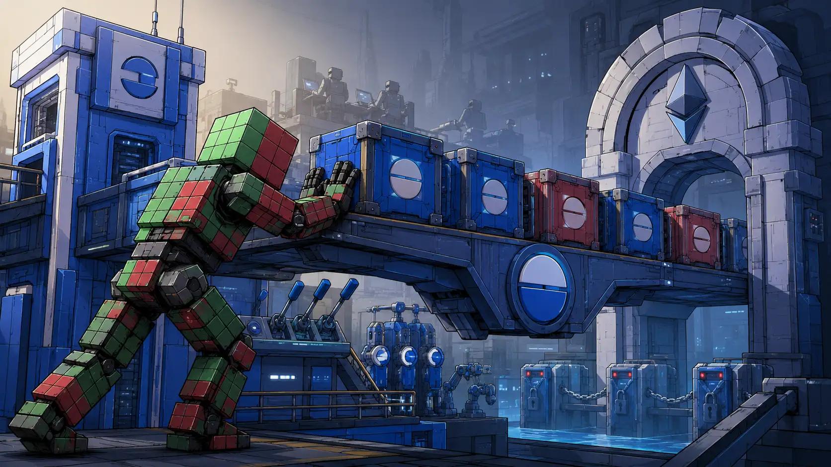 Industrial robot in high-tech factory