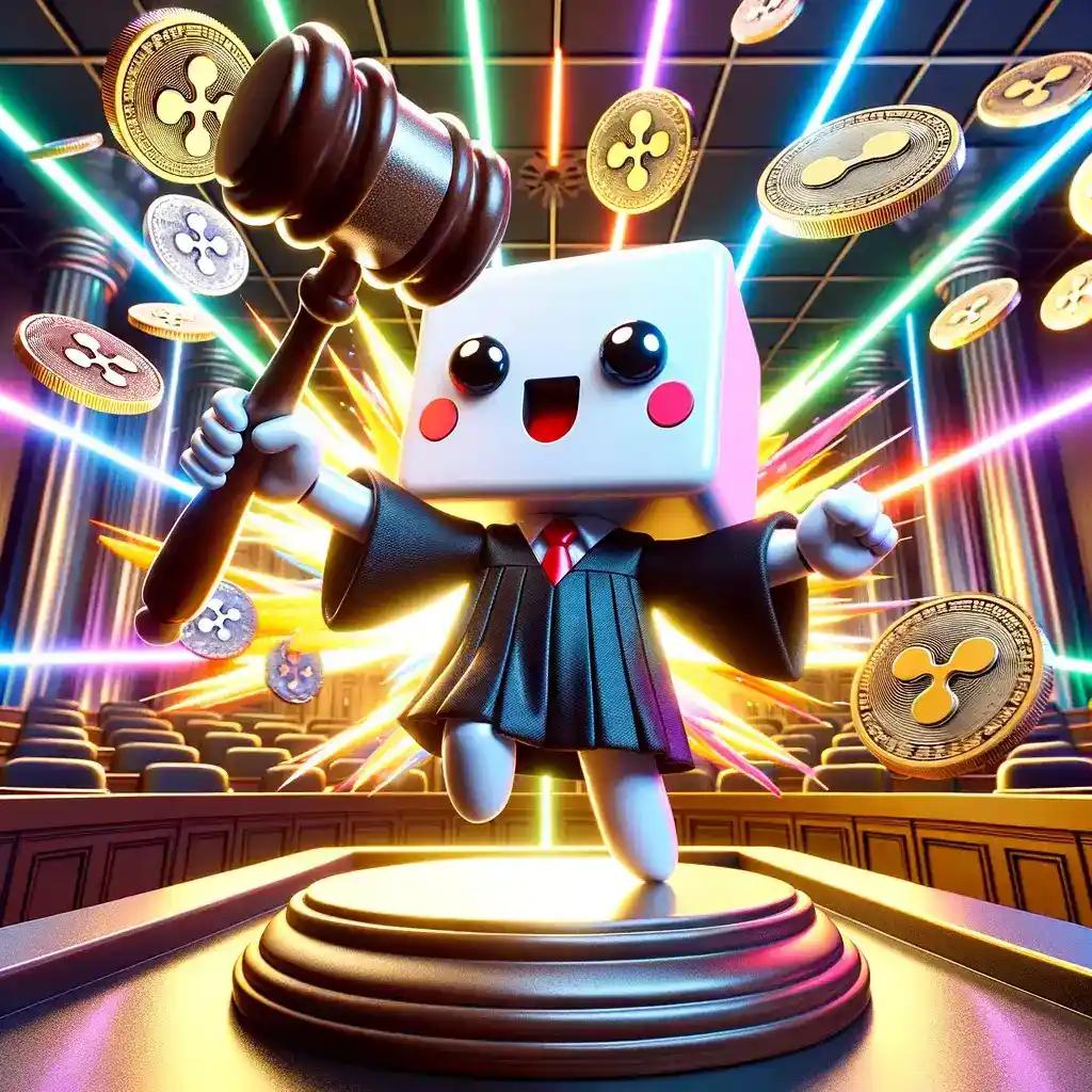 Judge robot with flying Ripple coins