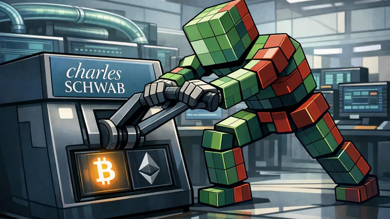 Robot activates Schwab terminal on trading floor