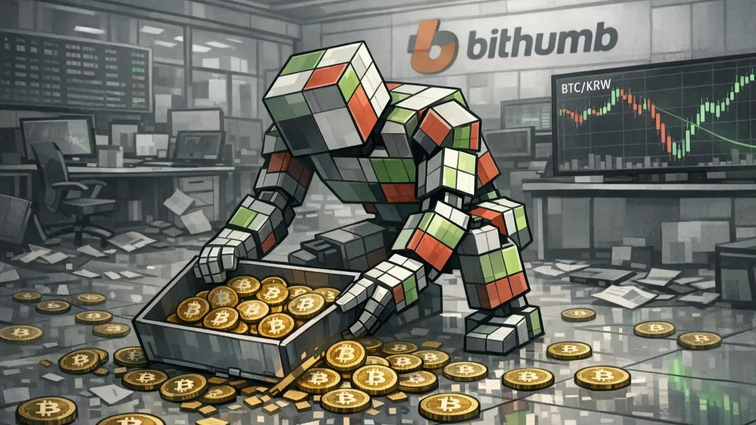 Robot gathers Bitcoin in chaos