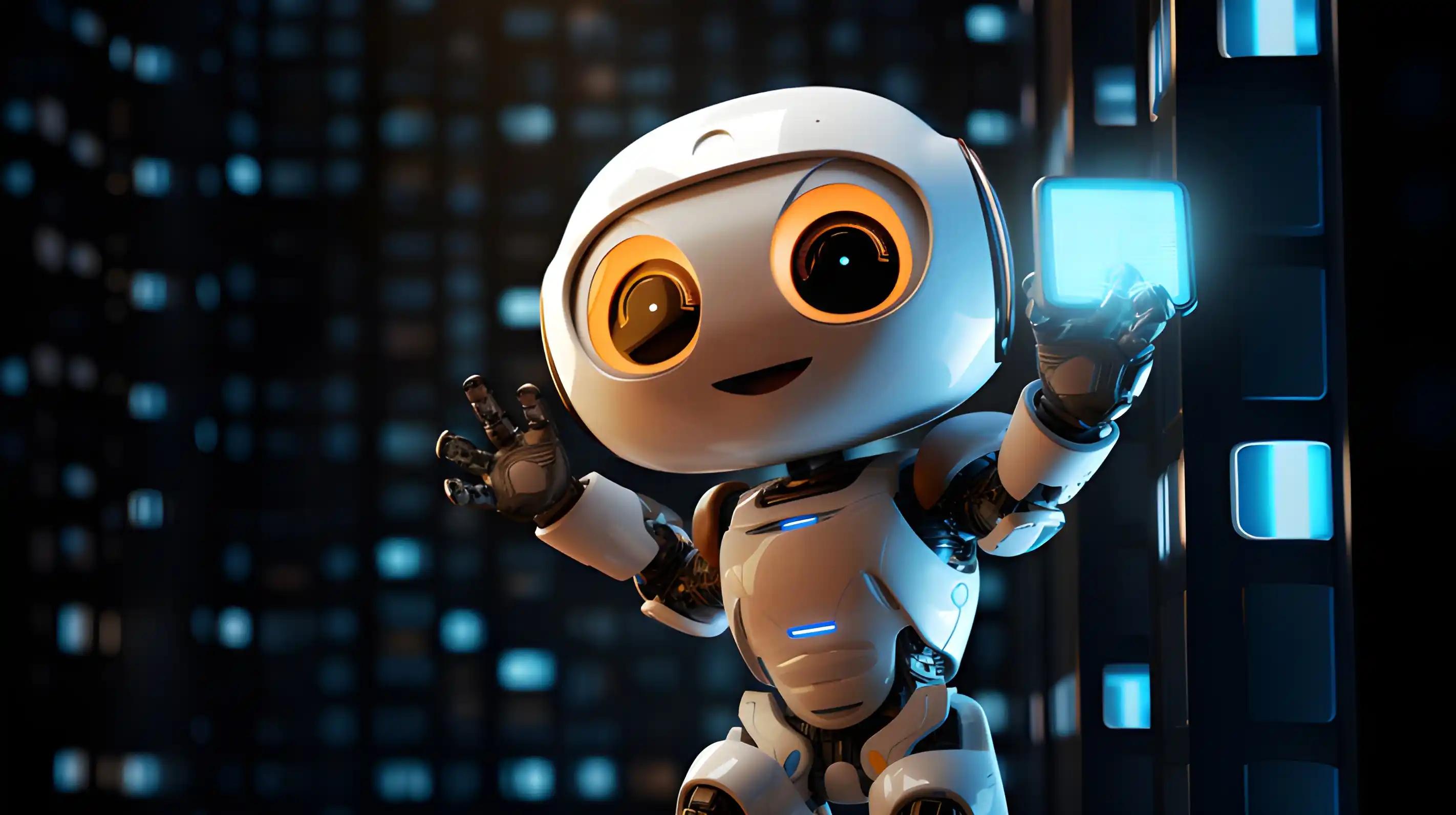 Robot holding QR code, excited about qr code private key technology