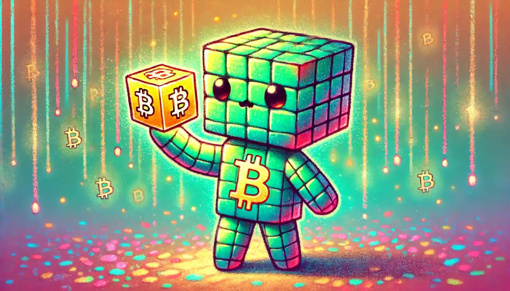 Robot holding glowing cube, reflecting Bitcoin as a scarce asset