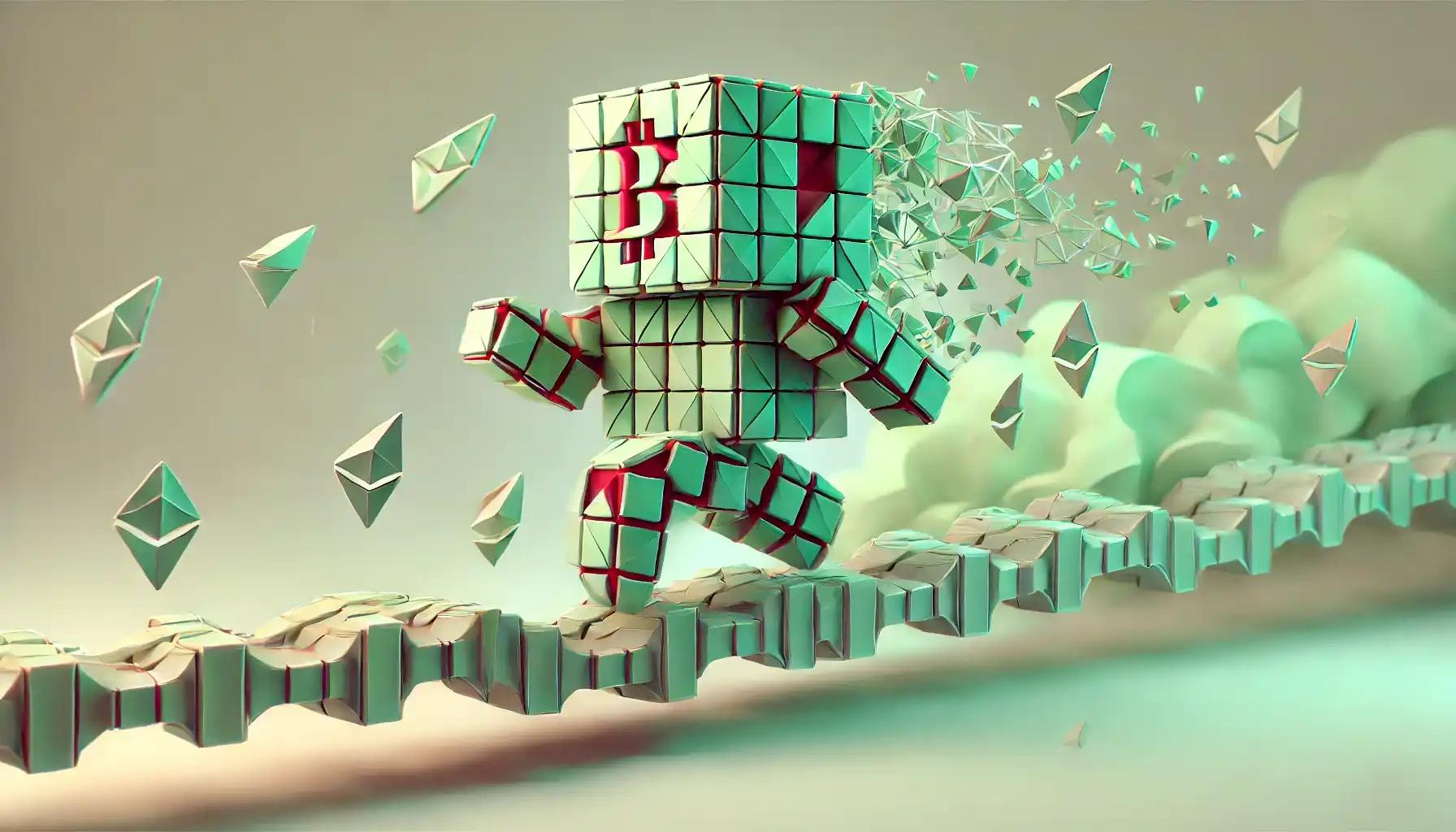 Robot leaps across blockchain bridge in pastel crypto [transparency