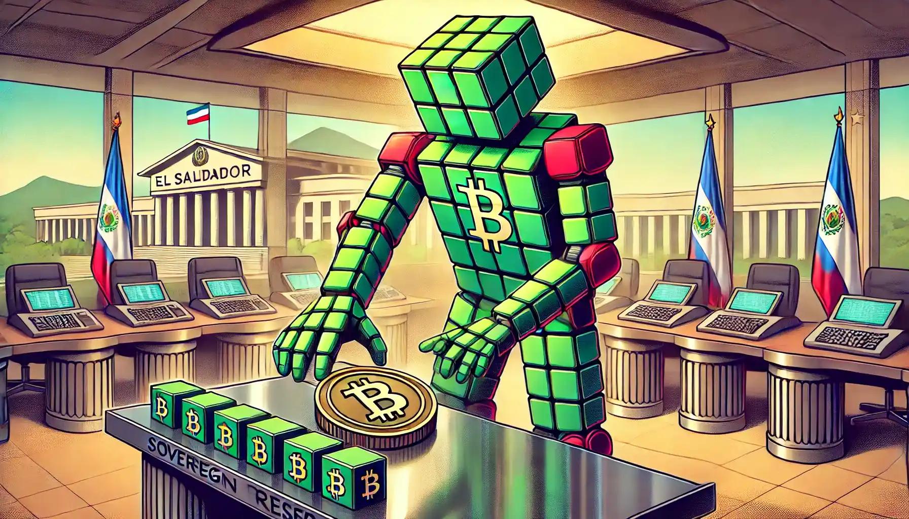 Robot loads Bitcoin into national reserve console during crypto price volatility
