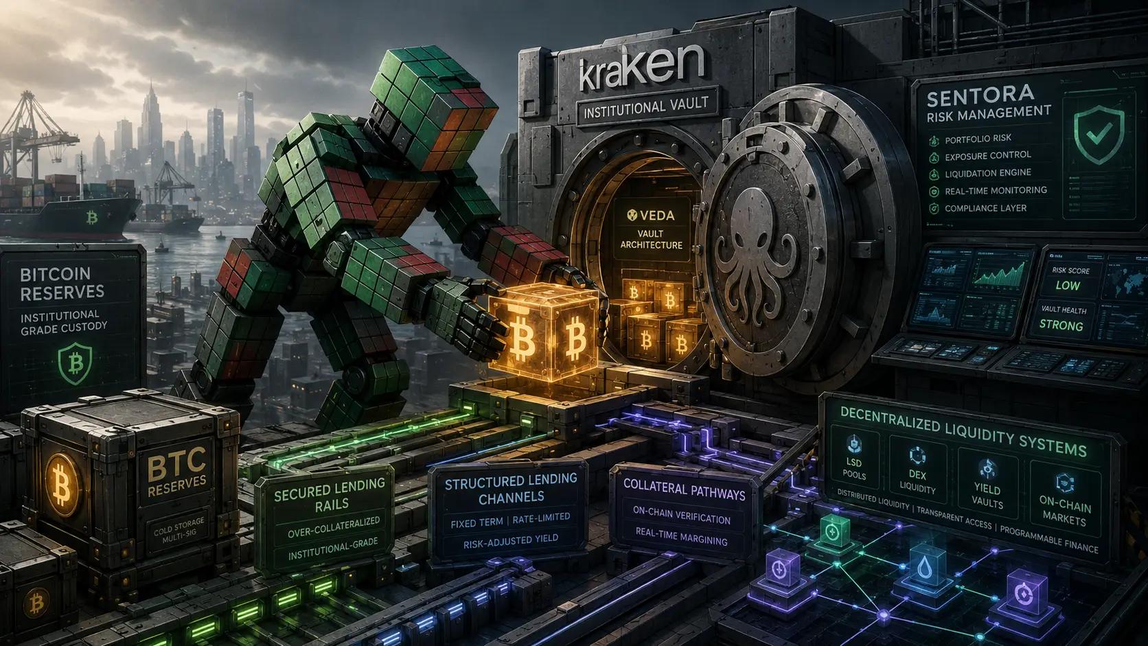 Robot placing Bitcoin in Kraken vault