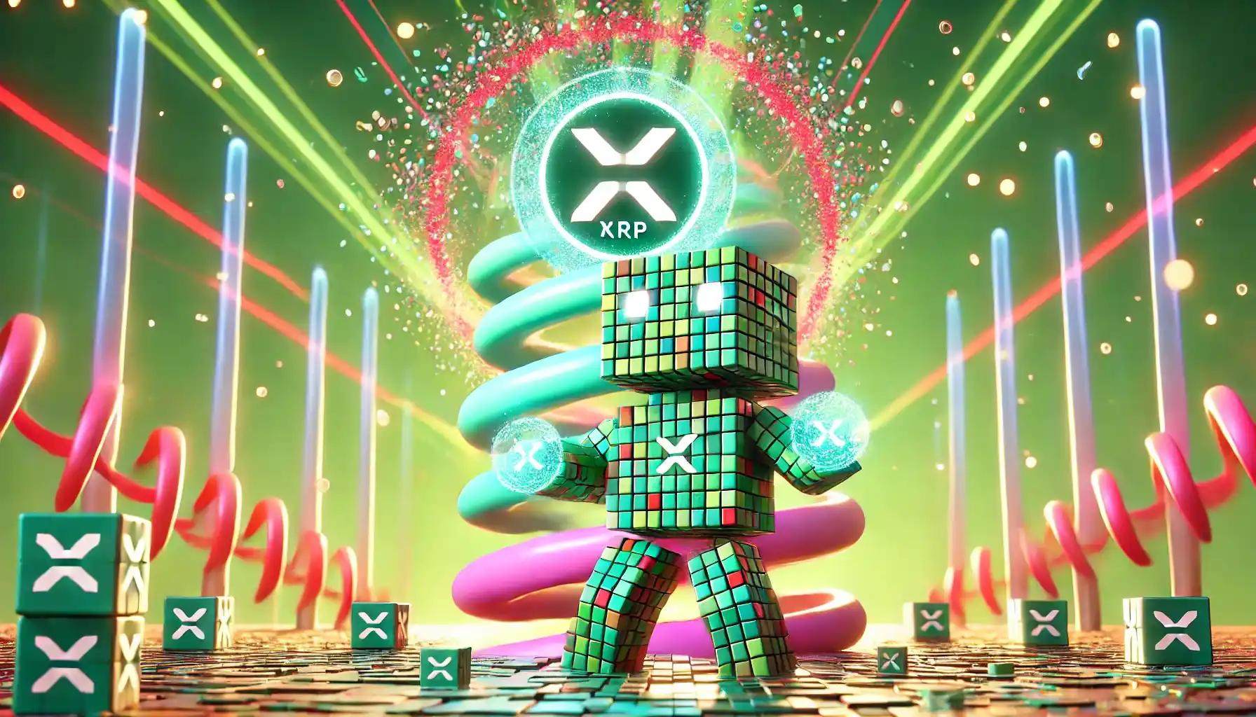 Robot powers pastel energy spiral with pulsating XRP top