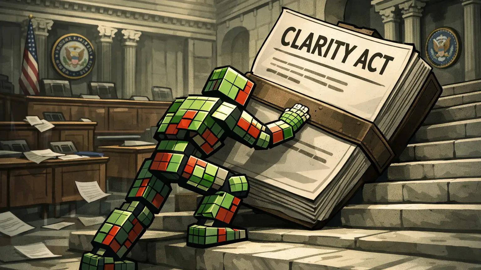 Robot pushing the Clarity Act uphill