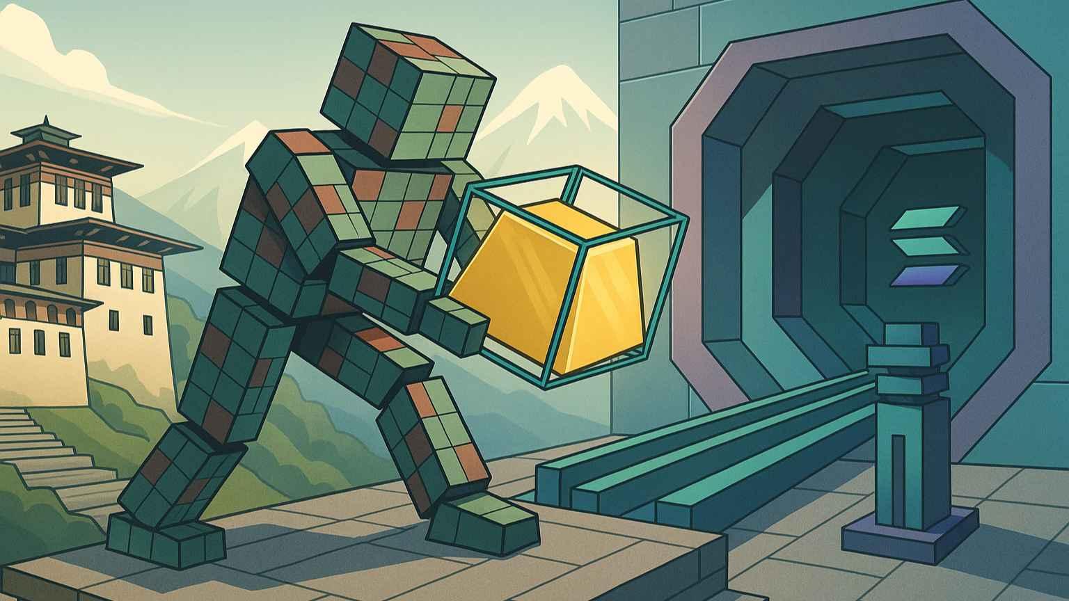 Robot secures gold reserves for Bhutan’s TER token in stylized vault