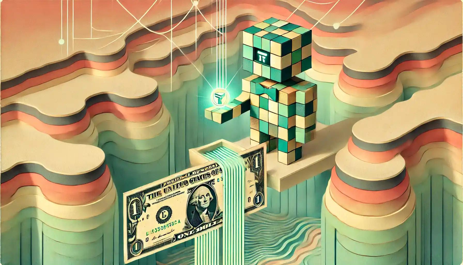 Robot stands on Treasury boat overlooking coin market cap