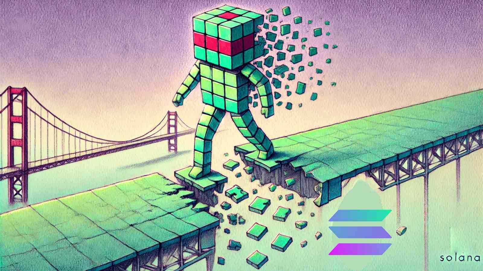 Robot stranded on breaking blockchain bridge, liquidity flowing elsewhere