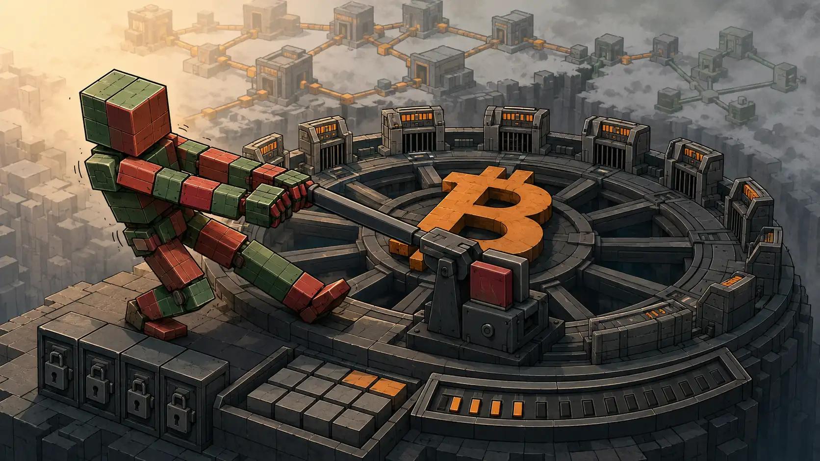 Robot struggles with Bitcoin mining gear
