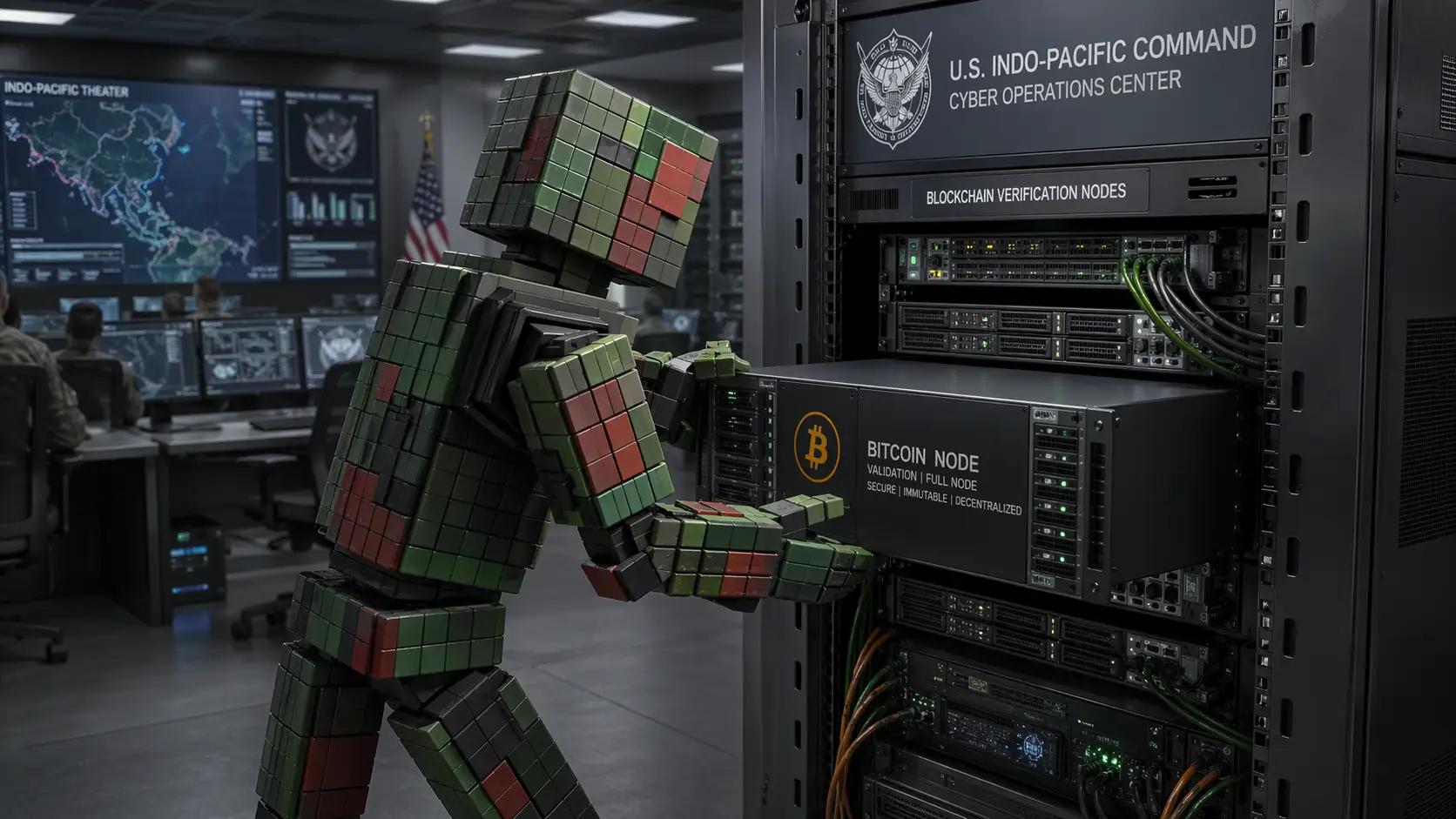 US military Bitcoin node setup inside secure cyber operations center
