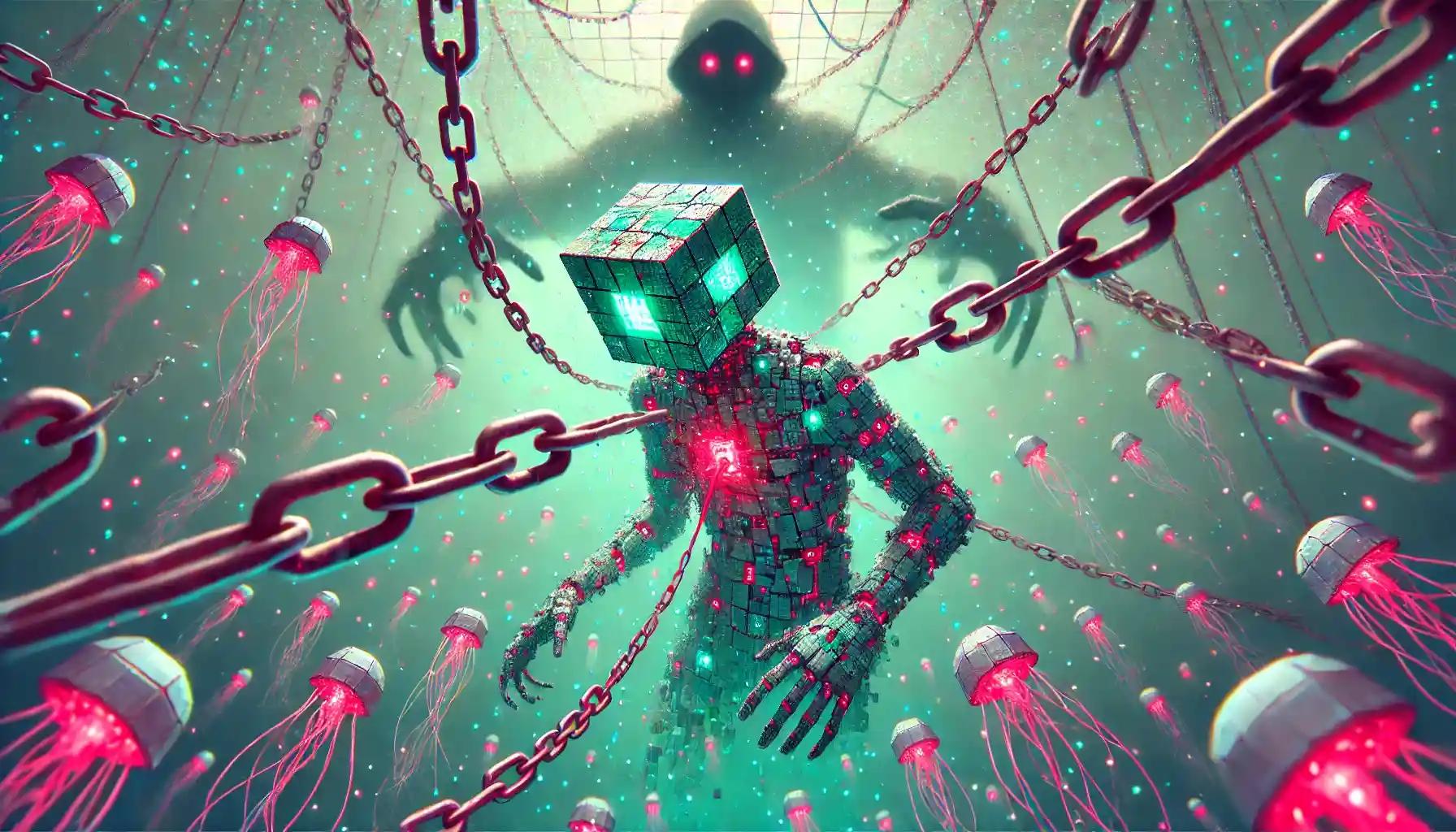 robot submerged underwater representing bybit hack