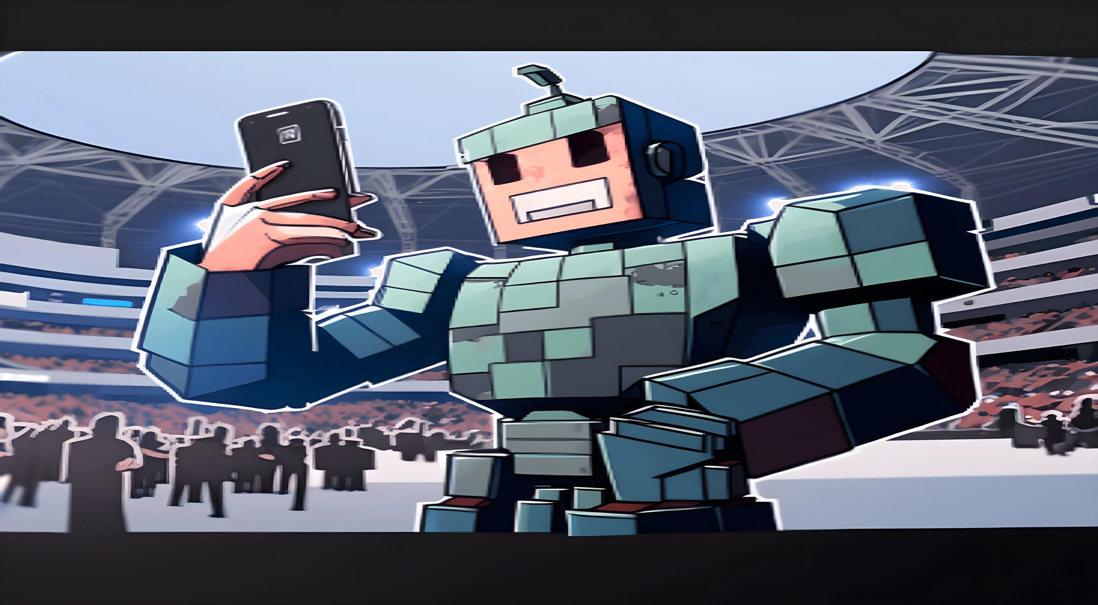 robot taking a selfie at crypto.com arena